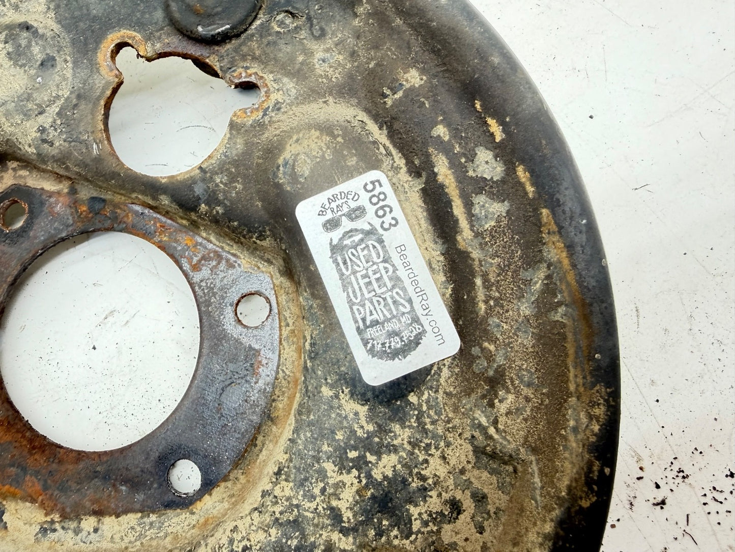 84-90 Jeep Cherokee Wrangler Left Drivers backing plate rear XJ YJ Dana 35 10"