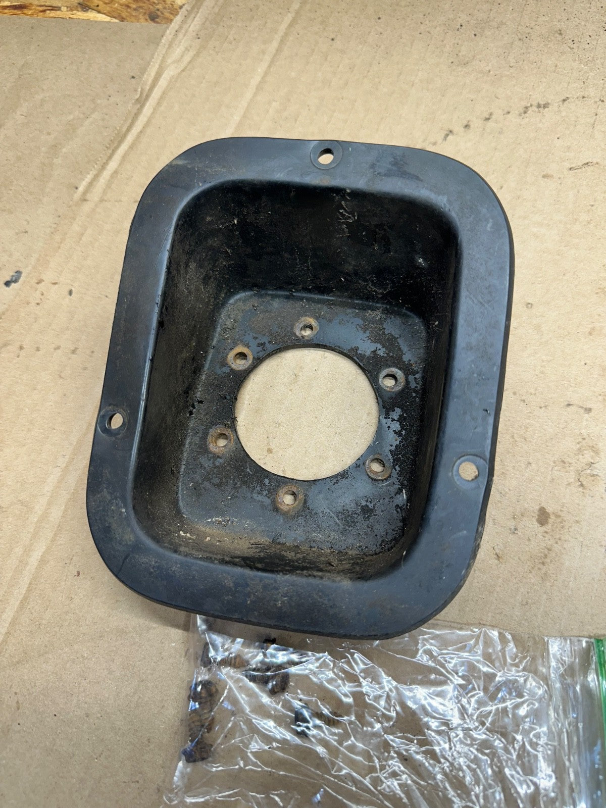 Jeep Wrangler YJ 87-95 OEM Gas Fuel Tank Filler Body Tub Trim w/ bolts Plastic