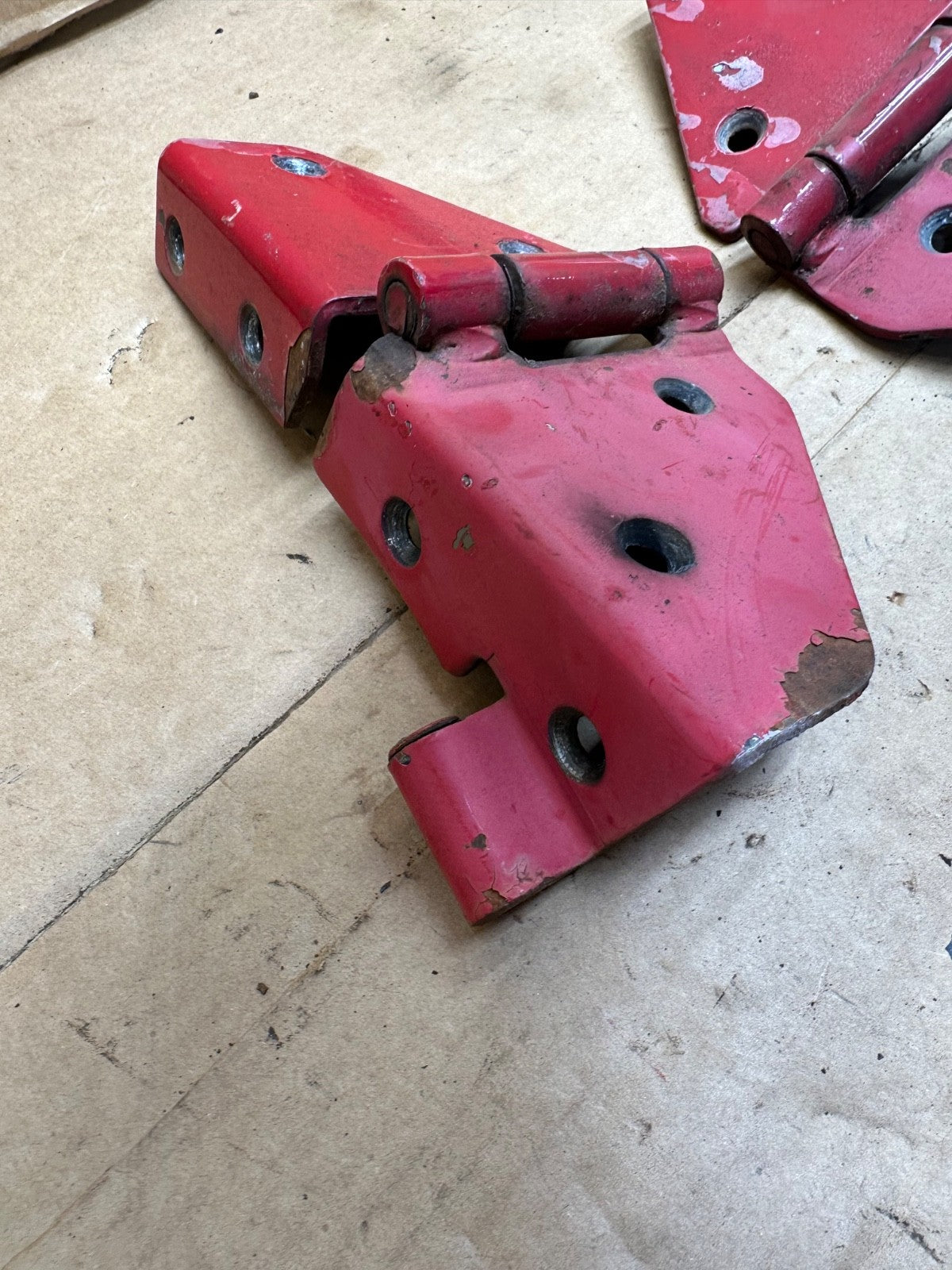 76-95 Jeep Wrangler CJ/YJ Windshield Hood Door Upper Hinges Pair OEM Factory RED