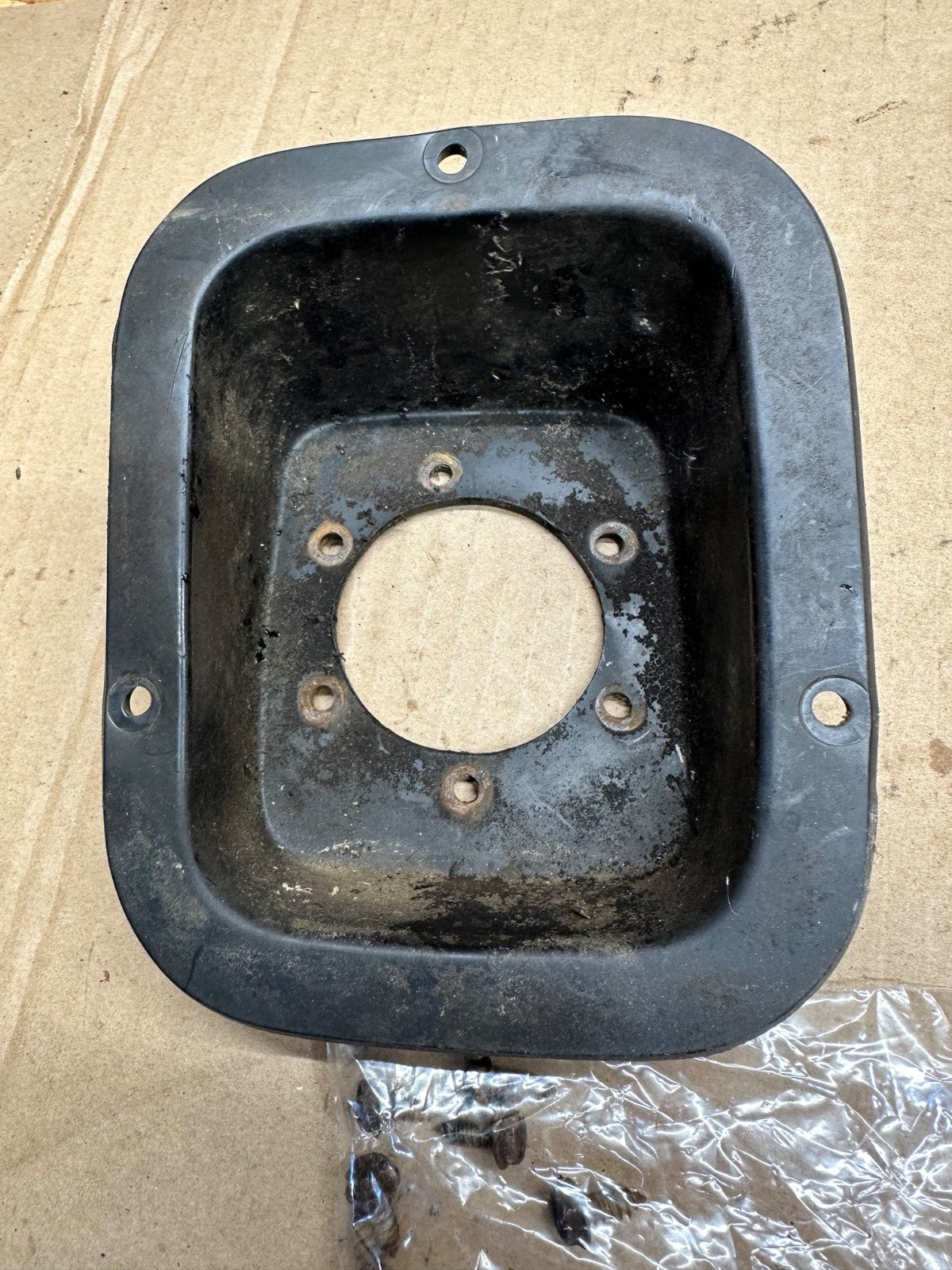 Jeep Wrangler YJ 87-95 OEM Gas Fuel Tank Filler Body Tub Trim w/ bolts Plastic