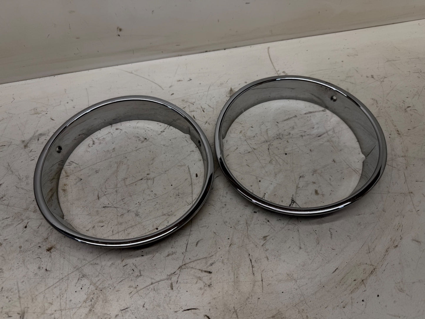Left & Right Chrome Headlight Trim Bezels 97-06 Jeep TJ Wrangler OEM Factory L R