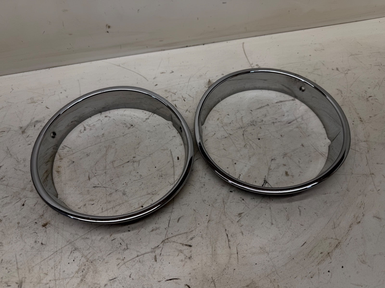 Left & Right Chrome Headlight Trim Bezels 97-06 Jeep TJ Wrangler OEM Factory L R