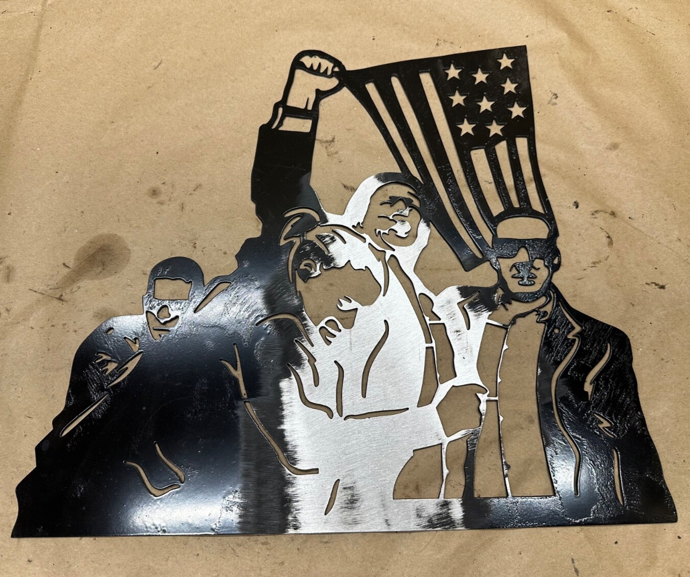 Pres Donald Trump Assassination Attempt CNC Cut Steel Metal Sign Plaque 17"x15"