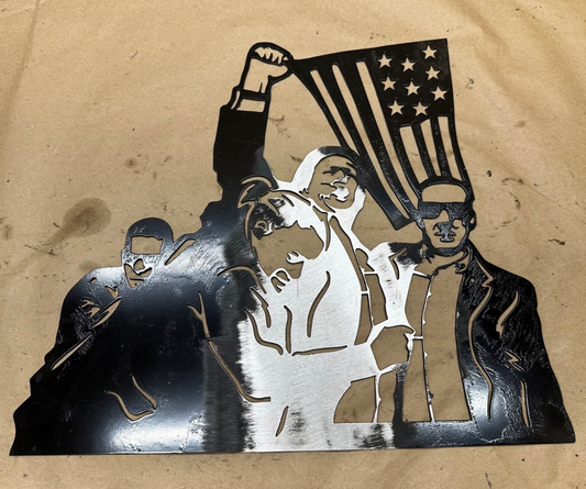 Pres Donald Trump Assassination Attempt CNC Cut Steel Metal Sign Plaque 17"x15"