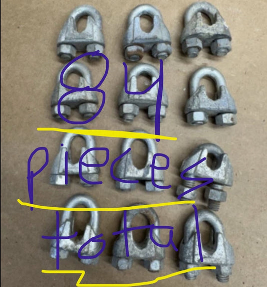84 - Cable Clamps 3/8" U-Bolts Galvanized Clamps Steel Cable Wire U Bolt Clamps
