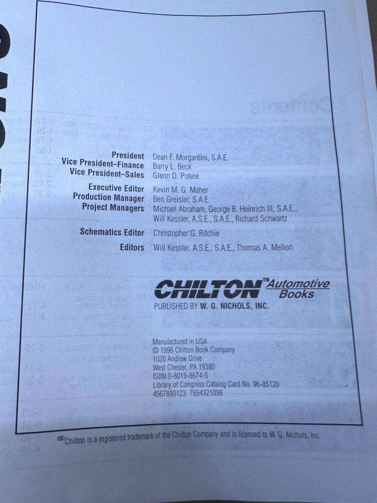 1984-1996 Chilton's Jeep Wagoneer Comanche Cherokee Repair Manual 8143 Chiltons
