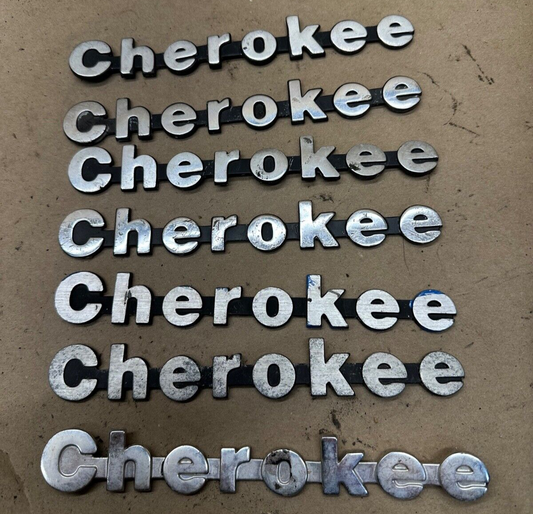 Set of 7 OEM 84-96 Jeep Cherokee XJ Fender Emblem Badge 8 Inch Metal OEM Factory