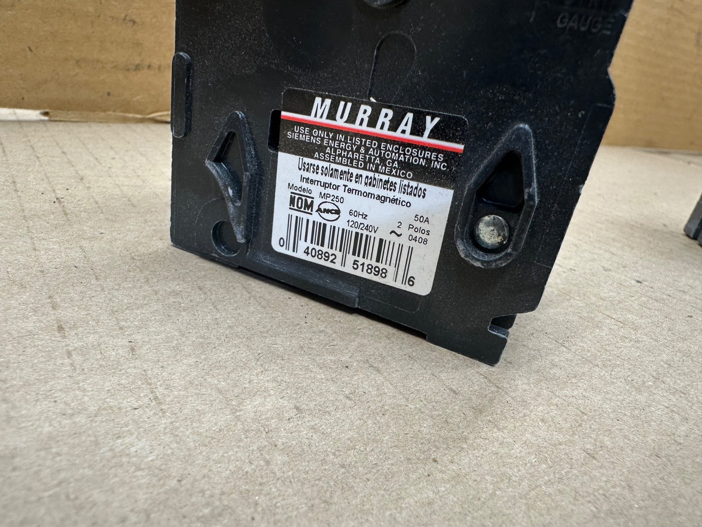 Murray MP250 2 Pole 50 Amp Circuit Breaker MP 250 50A Modelo Mp250 Fifty