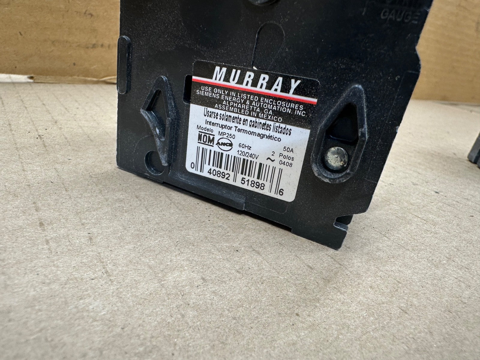 Murray MP250 2 Pole 50 Amp Circuit Breaker MP 250 50A Modelo Mp250 Fifty
