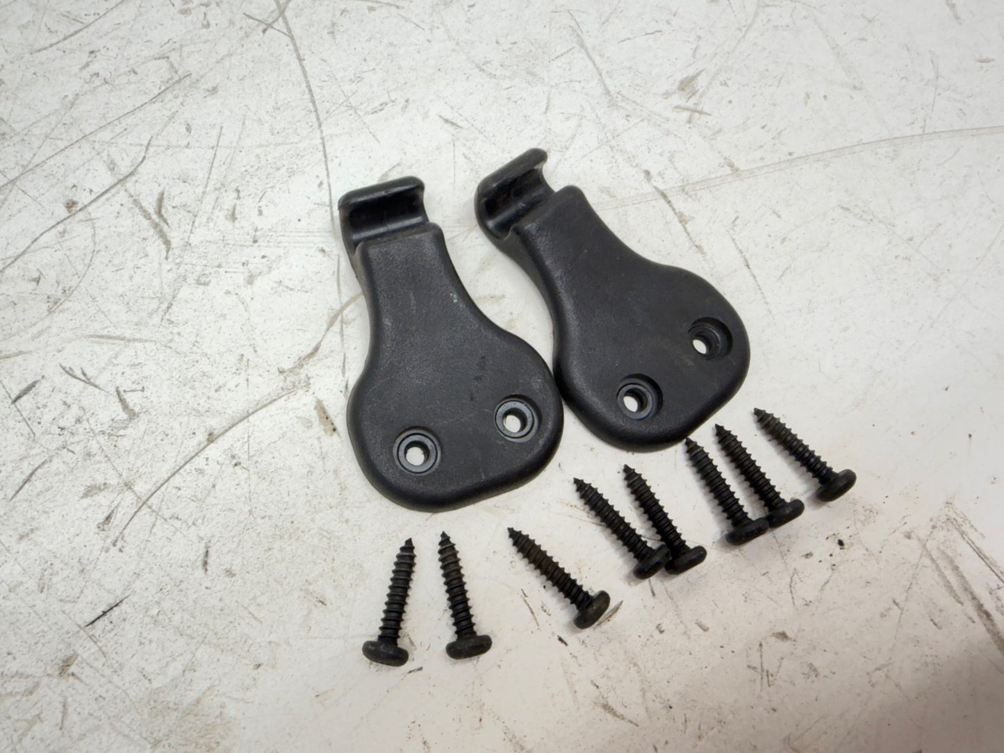 Jeep TJ Sun Visor Support Clip Hook Pair Mount screws black 97-02 Wrangler OEM