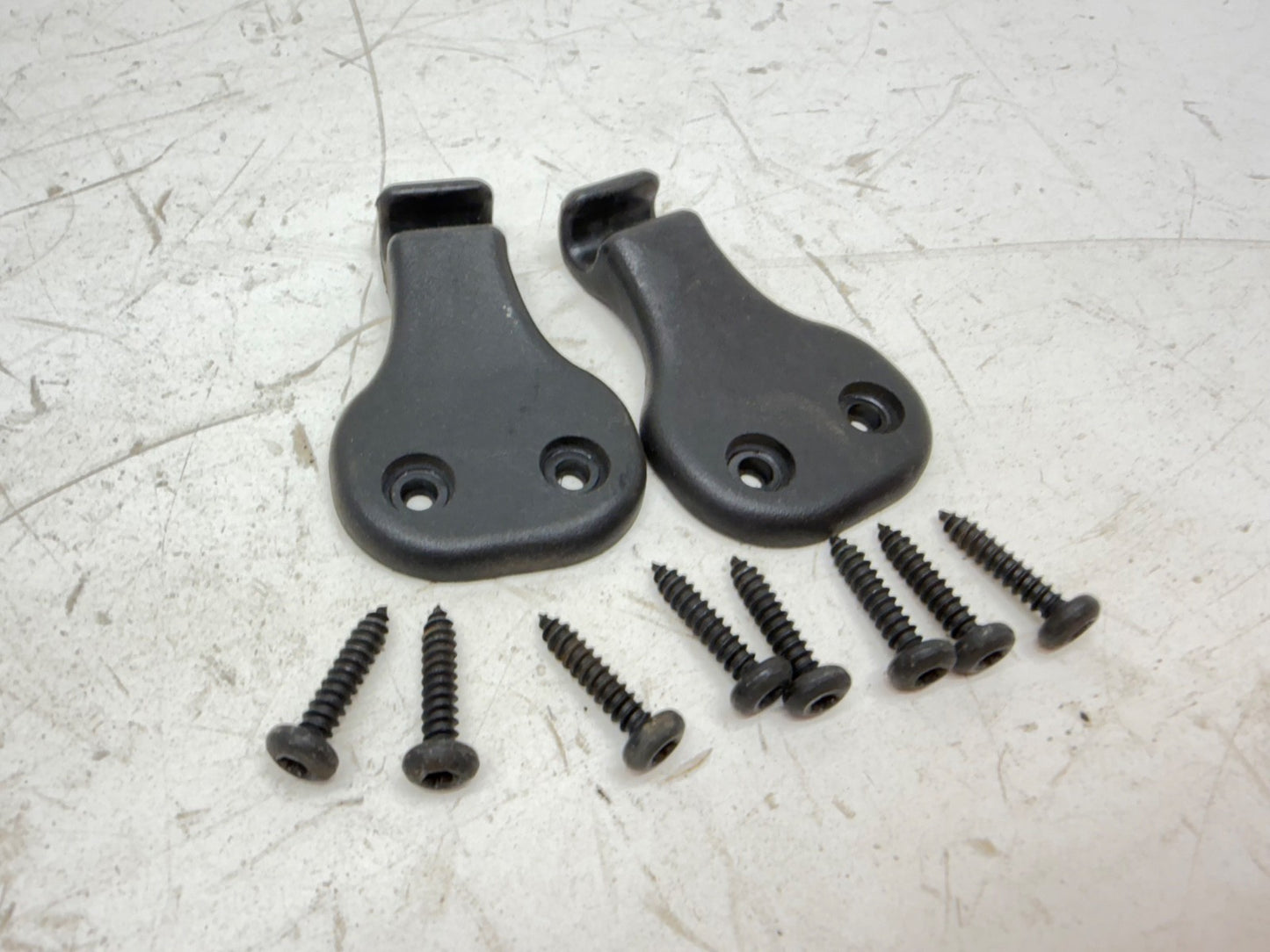 Jeep TJ Sun Visor Support Clip Hook Pair Mount screws black 97-02 Wrangler OEM