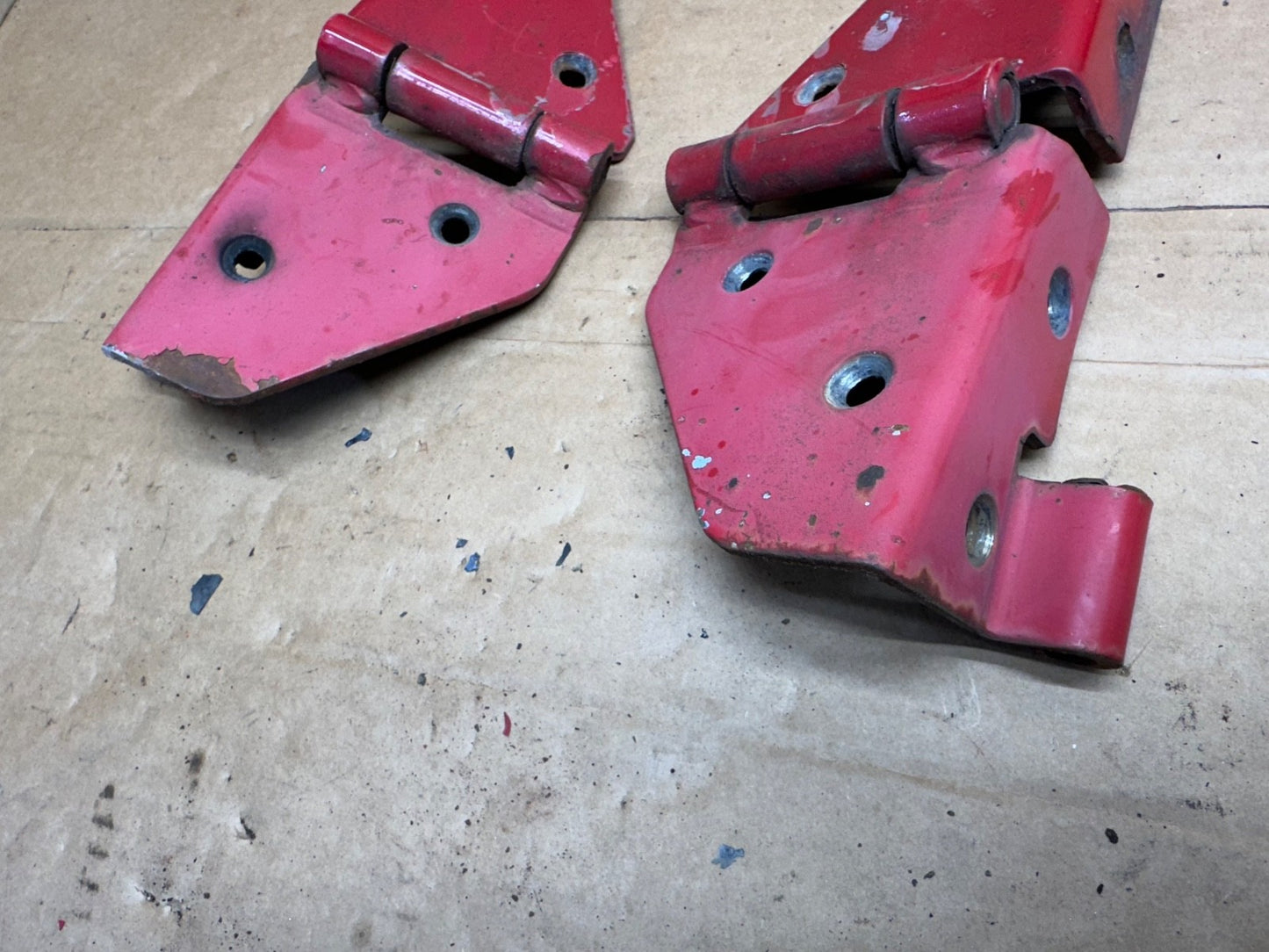 76-95 Jeep Wrangler CJ/YJ Windshield Hood Door Upper Hinges Pair OEM Factory RED