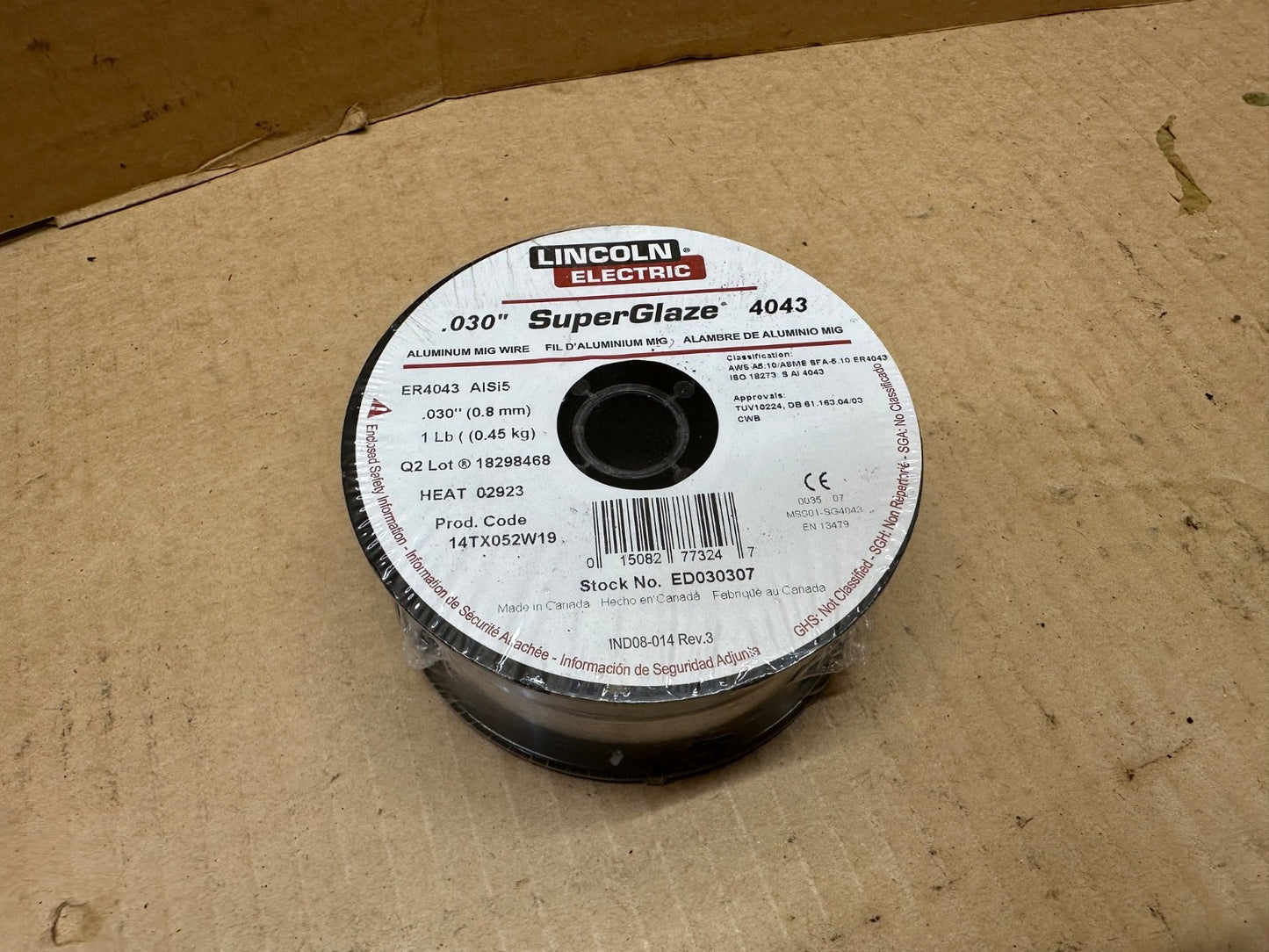 Lincoln Superglaze 4043 Aluminum Solid MIG Welding Wire .030 - 1 lb. ED030307