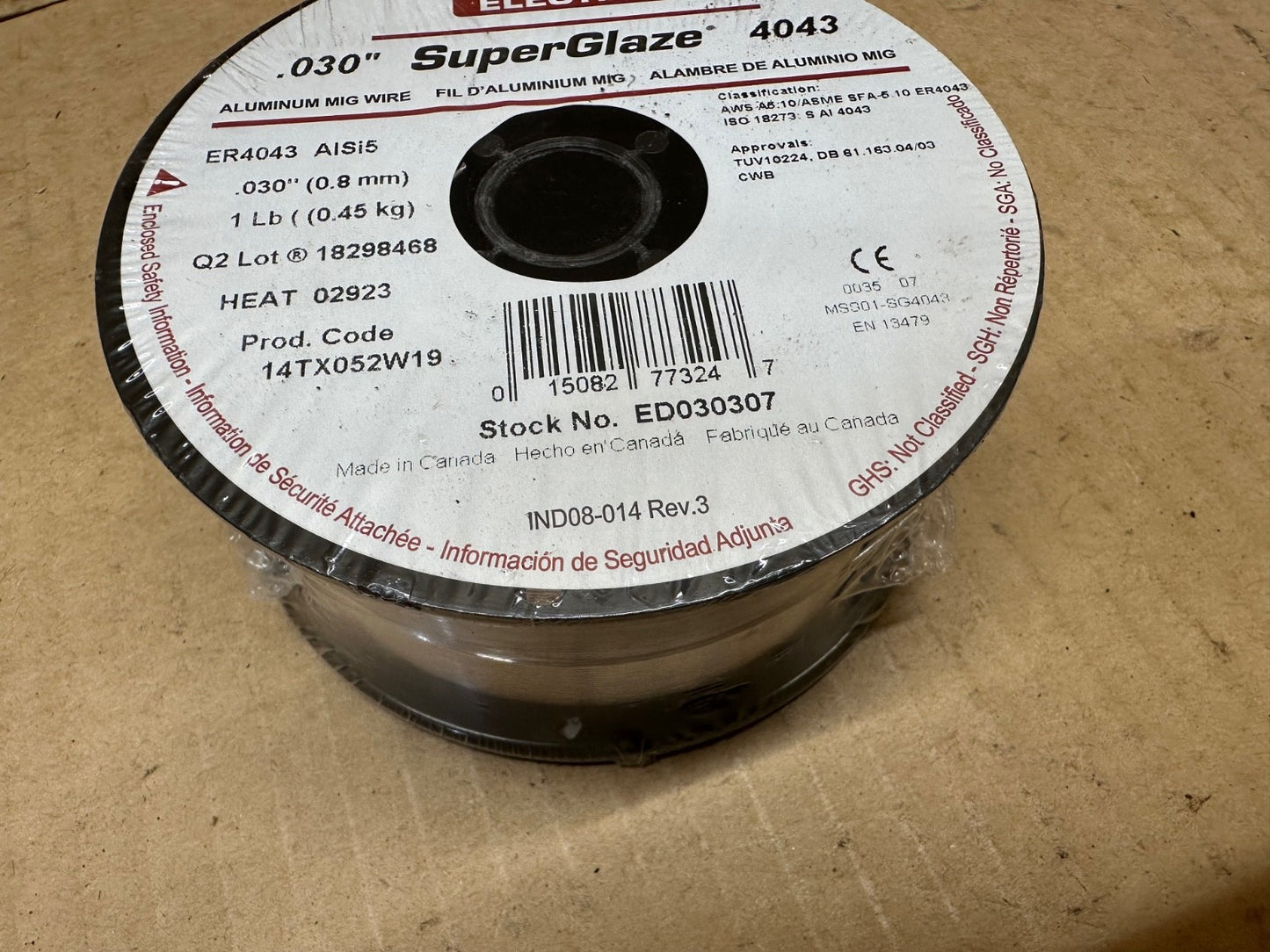 Lincoln Superglaze 4043 Aluminum Solid MIG Welding Wire .030 - 1 lb. ED030307