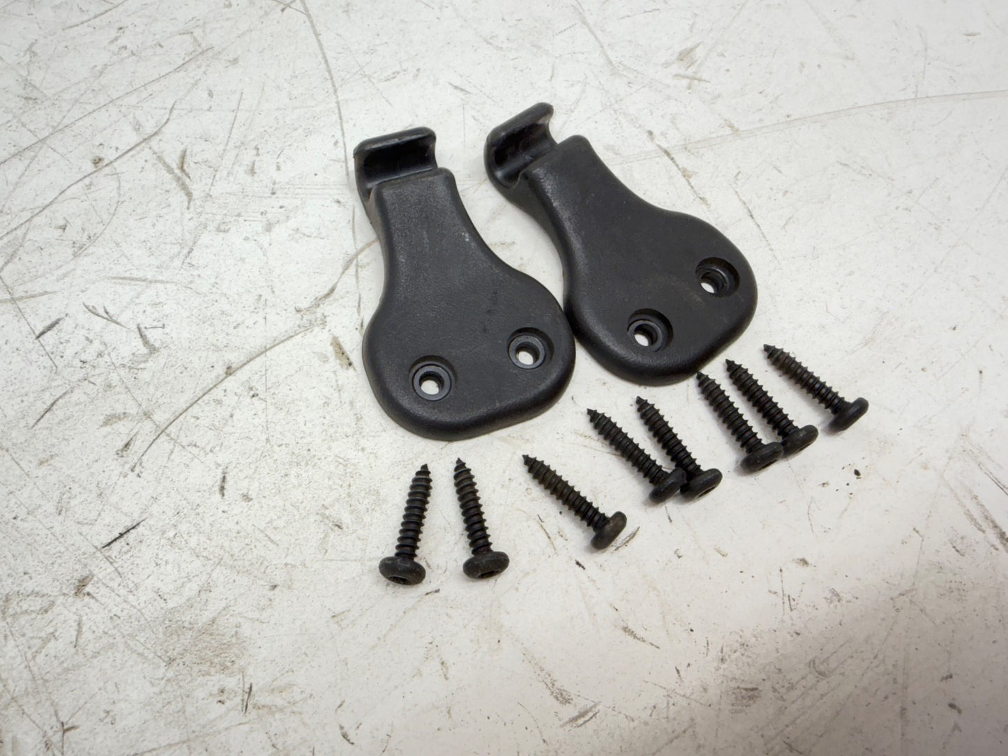 Jeep TJ Sun Visor Support Clip Hook Pair Mount screws black 97-02 Wrangler OEM