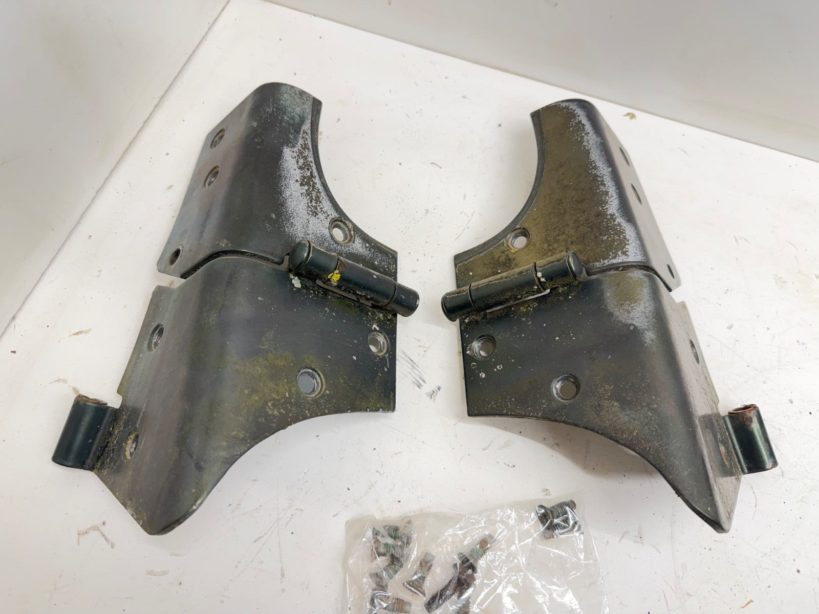 97-06 Jeep TJ Wrangler OEM Windshield Hinges Pair Green Hinge Set  Factory Bolts