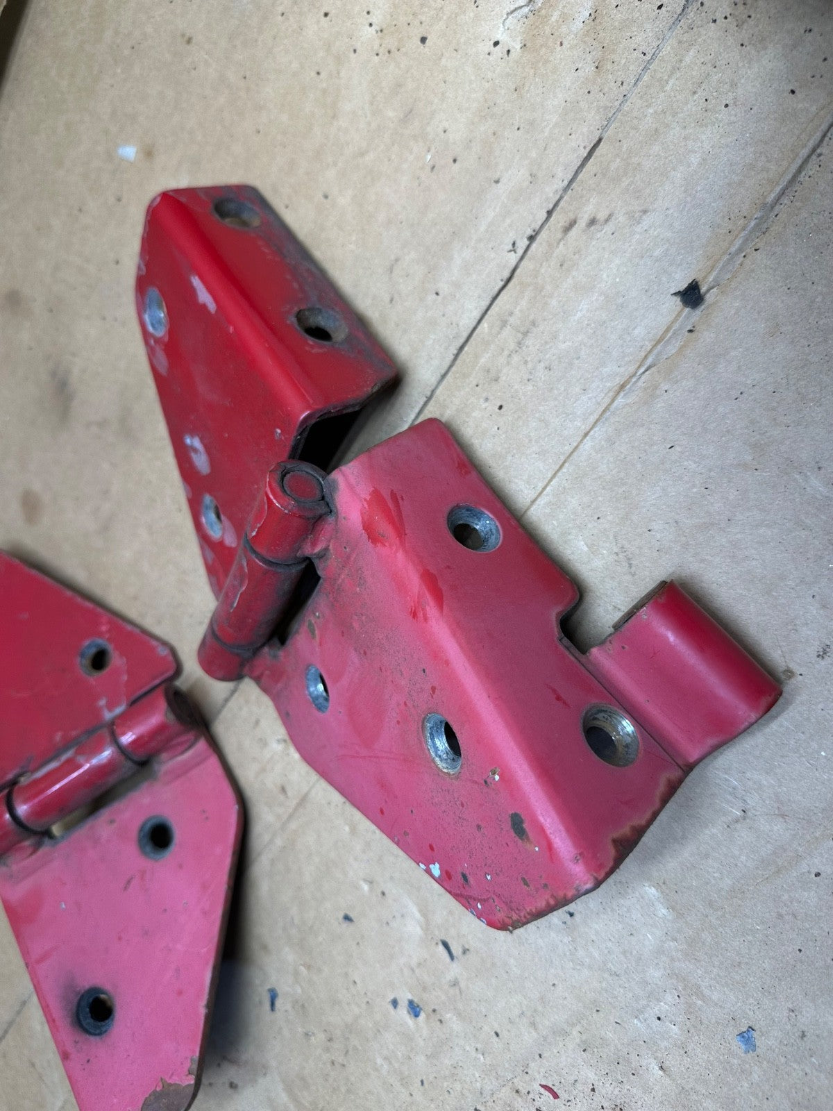 76-95 Jeep Wrangler CJ/YJ Windshield Hood Door Upper Hinges Pair OEM Factory RED